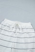 Stripe Short Sleeve Tee & Drawstring Shorts Set