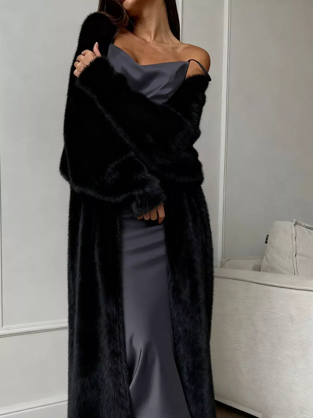 Fuzzy Open Front Longline Cardigan