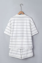 Stripe Short Sleeve Tee & Drawstring Shorts Set