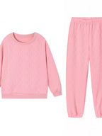 Texture Round Neck Top and Pants Set