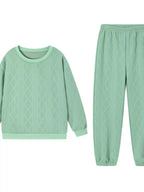 Texture Round Neck Top and Pants Set