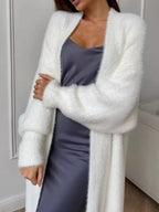 Fuzzy Open Front Longline Cardigan