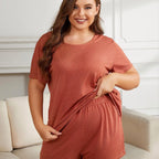 Round Neck Short Sleeve Two-Piece Loungewear Set