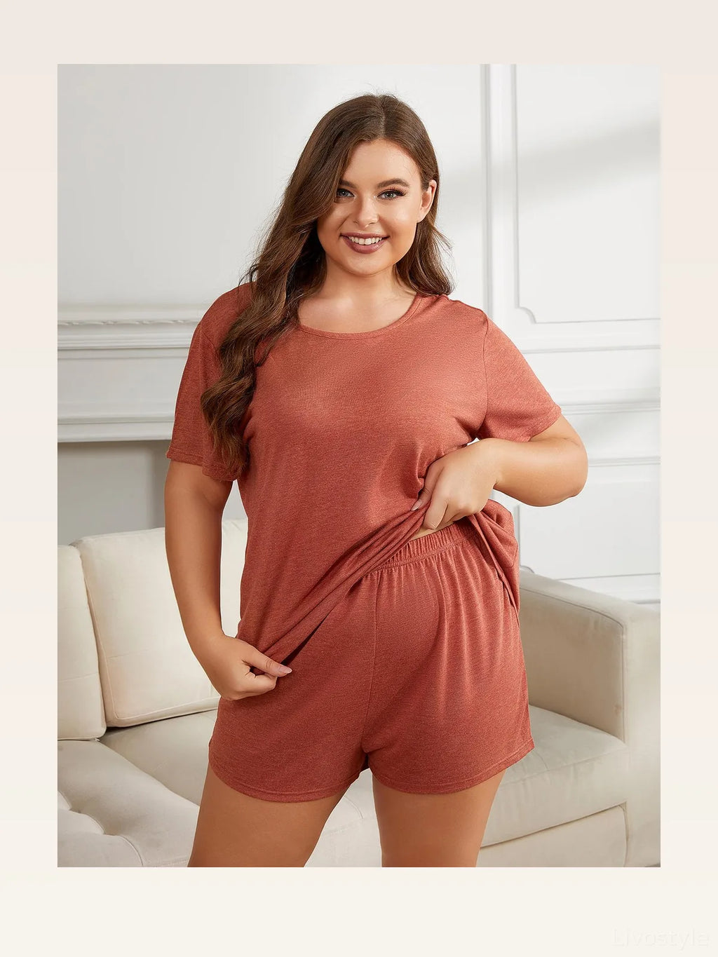 Round Neck Short Sleeve Two-Piece Loungewear Set