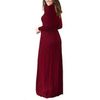 Women Long Sleeve Loose Plain Maxi Dresses Casual Long Dresses with Pockets